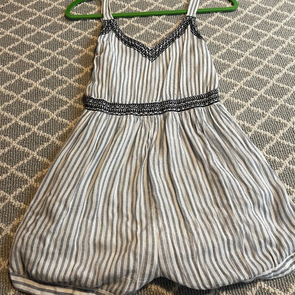 Japna Brand Blue and White Striped Shorts Romper in Size Small